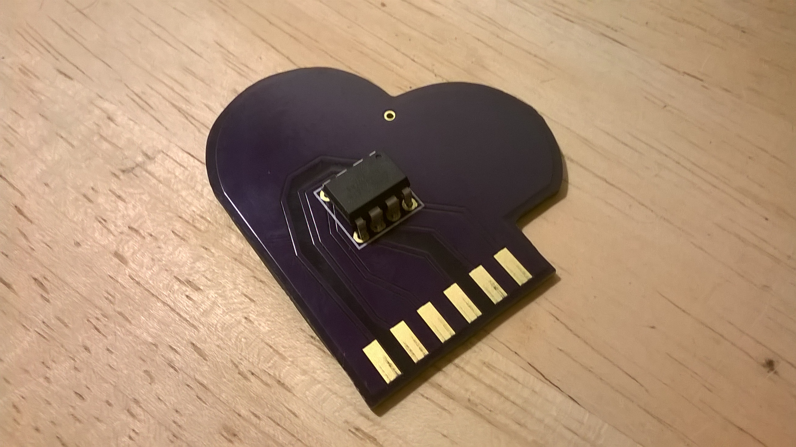 Custom designed circuit board pcb cartridge, in the shape of a heart